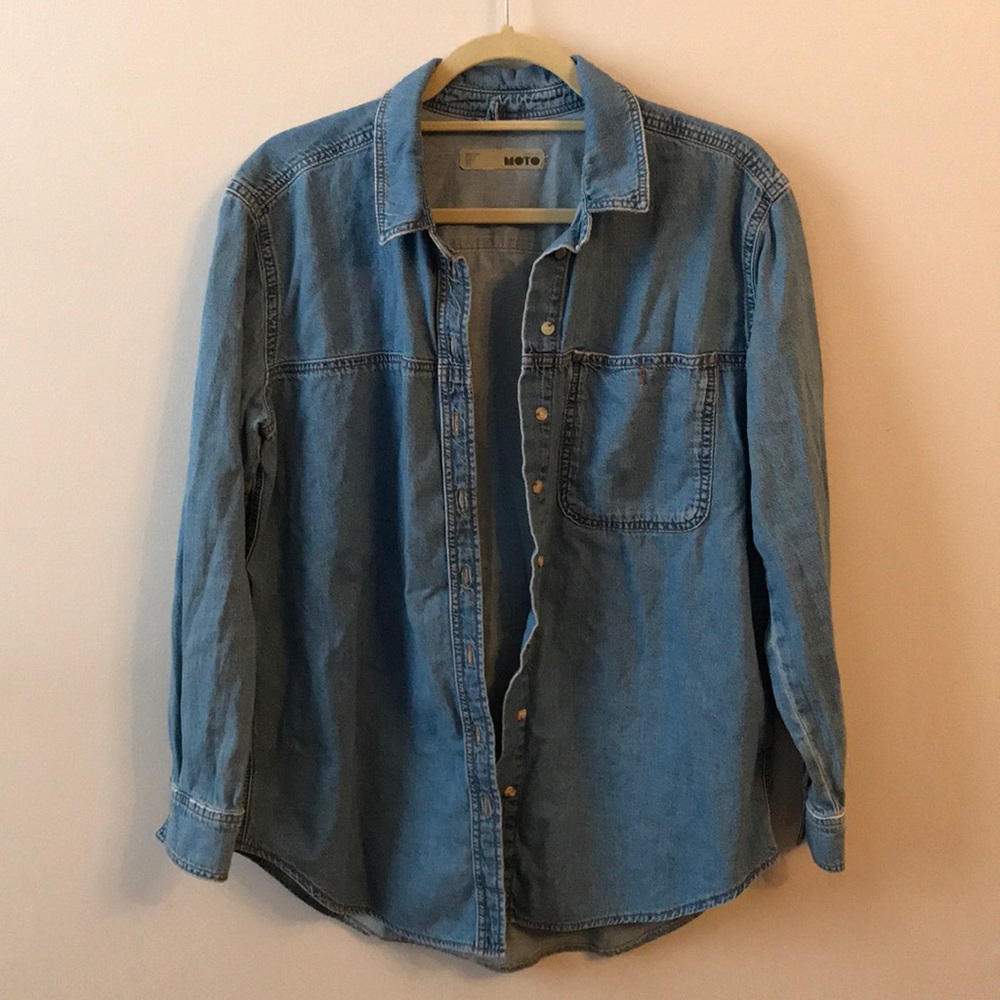 TOPSHOP MOTO Oversized Denin button up